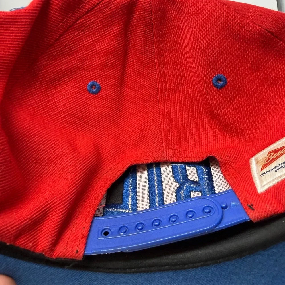 Vintage Buffalo Bills Budweiser NFL Snapback Hat Red Blue Embroidered Cap Mens